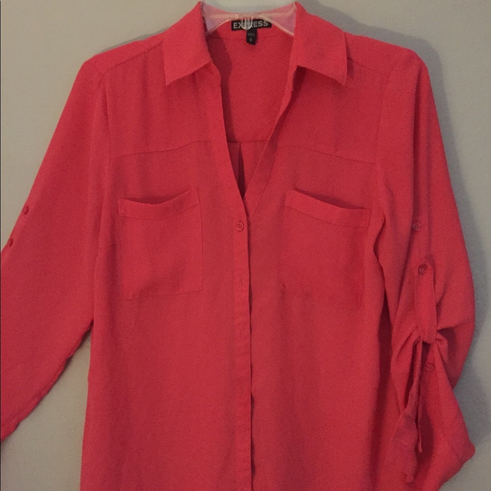 Express coral button down blouse